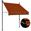 Toldo manual retráctil con LED naranja y marrón 150 cm