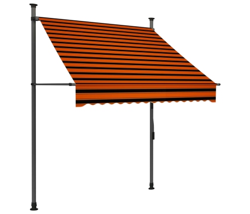 Toldo manual retráctil con LED naranja y marrón 150 cm