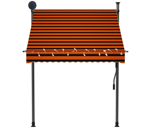 Toldo manual retráctil con LED naranja y marrón 150 cm