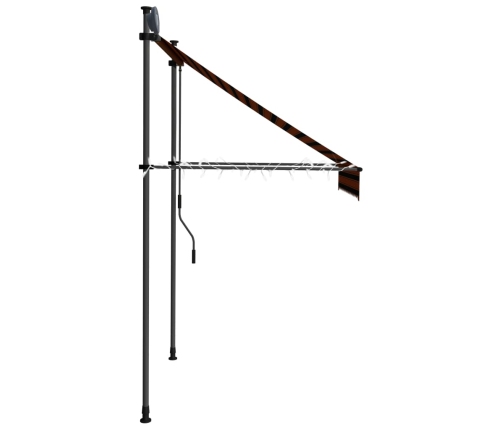 Toldo manual retráctil con LED naranja y marrón 150 cm