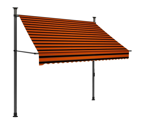 Toldo manual retráctil con LED naranja y marrón 200 cm