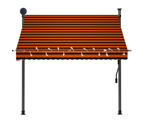 Toldo manual retráctil con LED naranja y marrón 200 cm