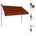 Toldo manual retráctil con LED naranja y marrón 250 cm