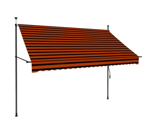 Toldo manual retráctil con LED naranja y marrón 250 cm