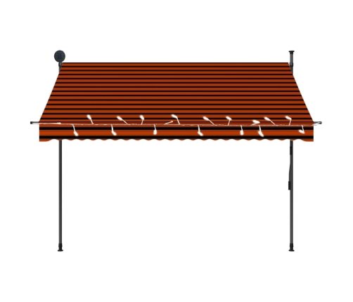 Toldo manual retráctil con LED naranja y marrón 250 cm