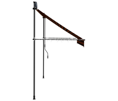 Toldo manual retráctil con LED naranja y marrón 250 cm