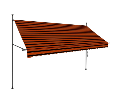 Toldo manual retráctil con LED naranja y marrón 300 cm