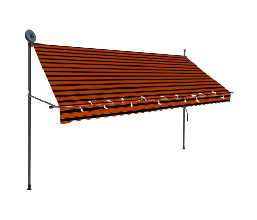 Toldo manual retráctil con LED naranja y marrón 300 cm