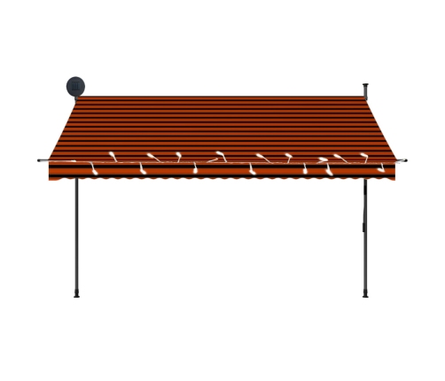 Toldo manual retráctil con LED naranja y marrón 300 cm