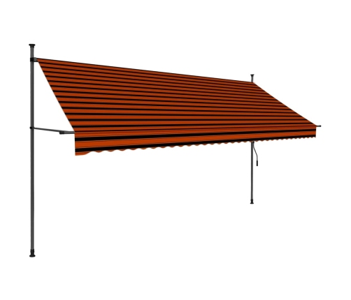 Toldo manual retráctil con LED naranja y marrón 350 cm