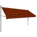 Toldo manual retráctil con LED naranja y marrón 350 cm