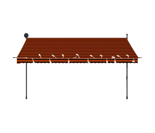 Toldo manual retráctil con LED naranja y marrón 350 cm