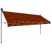 Toldo manual retráctil con LED naranja y marrón 400 cm