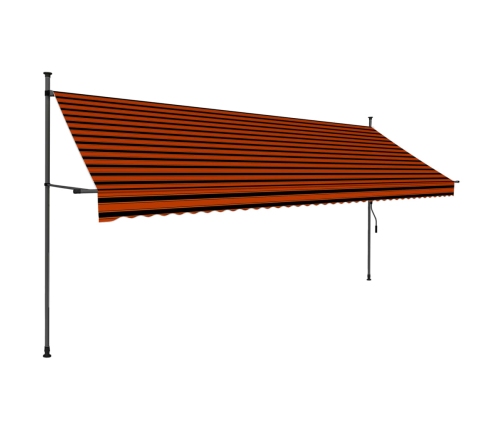 Toldo manual retráctil con LED naranja y marrón 400 cm