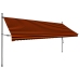 Toldo manual retráctil con LED naranja y marrón 400 cm