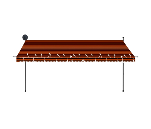 Toldo manual retráctil con LED naranja y marrón 400 cm