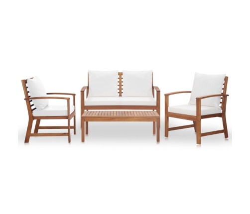 Muebles de jardín 4 piezas con cojines madera maciza de acacia