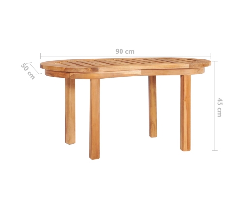 Mesa de centro de madera maciza de teca 90x50x45 cm