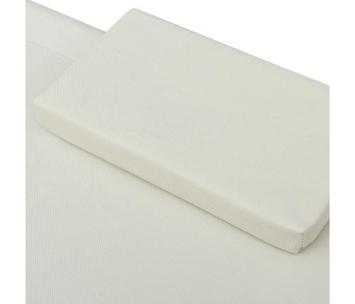 Tumbona de exterior con dosel y almohada blanco crema