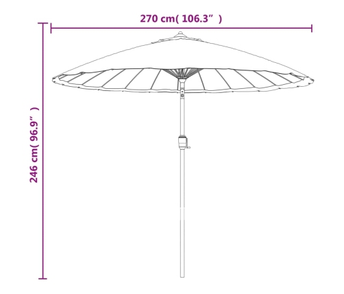 Sombrilla de jardín con palo de aluminio blanco arena 270 cm