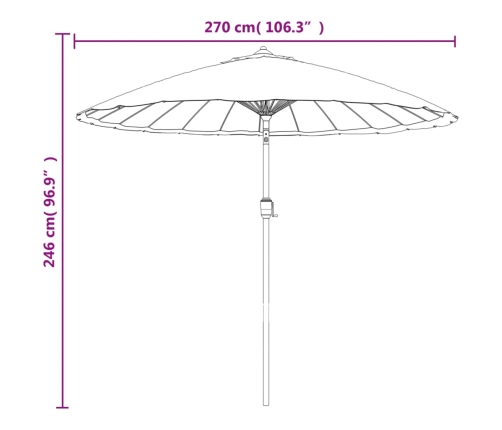 Sombrilla de jardín con palo de aluminio negro 270 cm