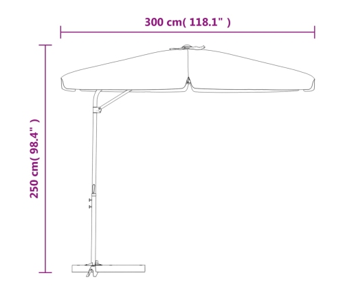 Sombrilla de jardín con palo de acero taupe 300 cm