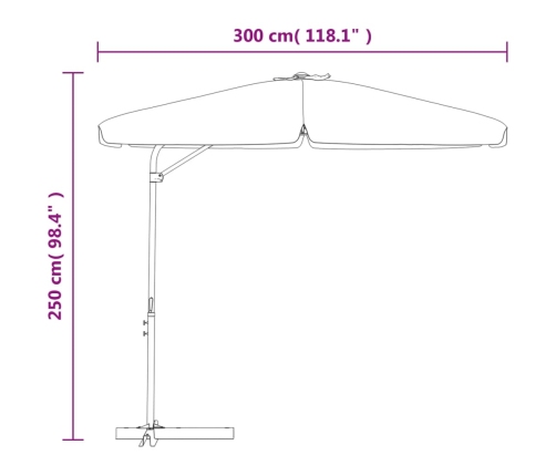 Sombrilla de jardín con palo de acero burdeos 300 cm