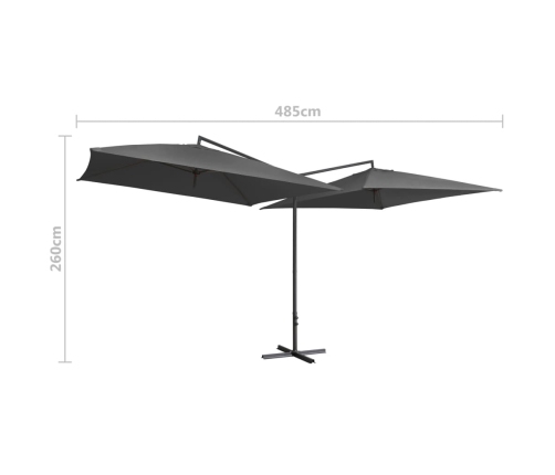 Sombrilla doble de jardín palo de acero antracita 250x250 cm