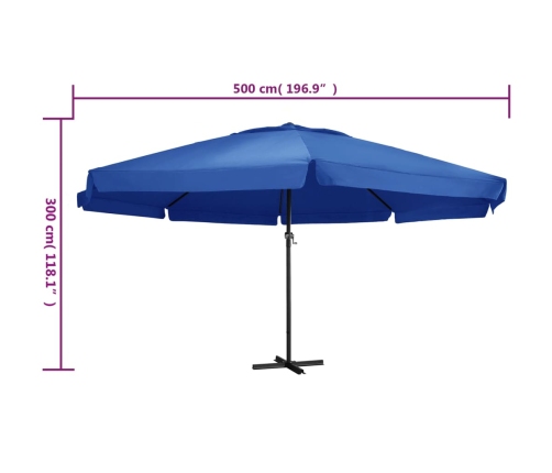 Sombrilla de jardín con palo de aluminio azul azure 500 cm