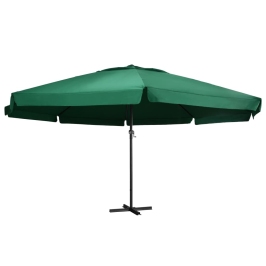 Sombrilla de jardín con palo de aluminio verde 600 cm