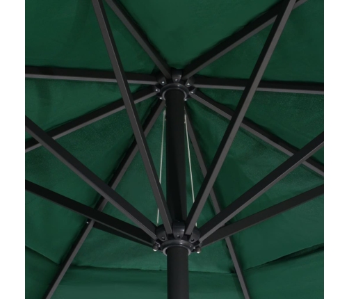 Sombrilla de jardín con palo de aluminio verde 600 cm