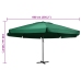 Sombrilla de jardín con palo de aluminio verde 600 cm