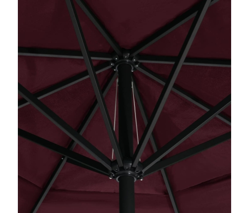 Sombrilla de jardín con palo de aluminio rojo burdeos 600 cm