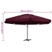Sombrilla de jardín con palo de aluminio rojo burdeos 600 cm