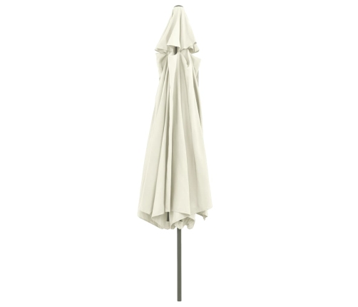 Sombrilla de jardín con palo de metal blanco arena 390 cm