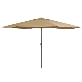 Sombrilla de jardín con palo de metal taupe 390 cm
