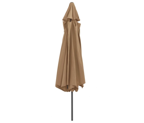 Sombrilla de jardín con palo de metal taupe 390 cm