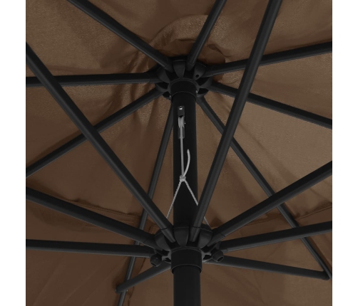 Sombrilla de jardín con palo de metal taupe 390 cm