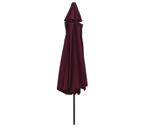Sombrilla de jardín con palo de metal rojo burdeos 390 cm