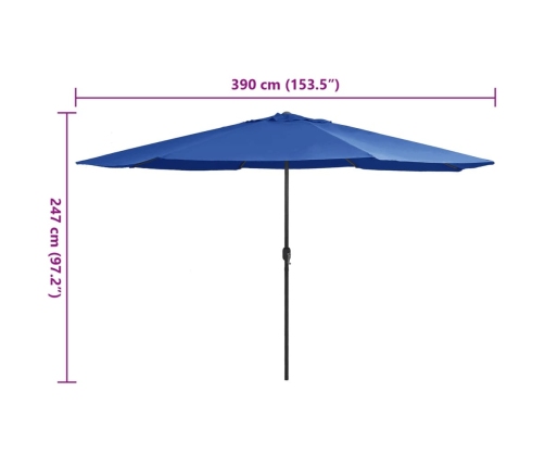 Sombrilla de jardín con palo de metal azul azure 390 cm