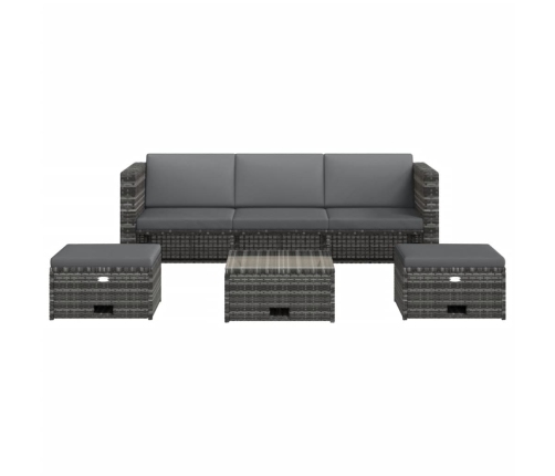 Set de muebles de jardín 4 pzas y cojines ratán sintético gris