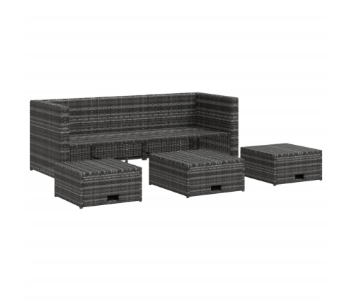 Set de muebles de jardín 4 pzas y cojines ratán sintético gris