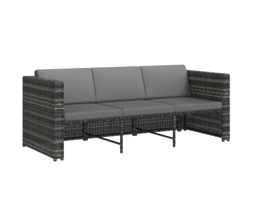 Set de muebles de jardín 4 pzas y cojines ratán sintético gris