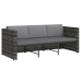 Set de muebles de jardín 4 pzas y cojines ratán sintético gris