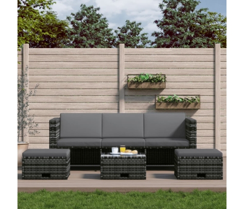 Set de muebles de jardín 4 pzas y cojines ratán sintético gris