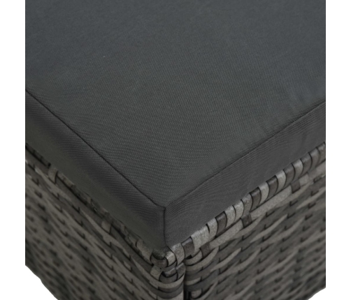 Set de sofás de jardín 4 piezas y cojines ratán sintético gris