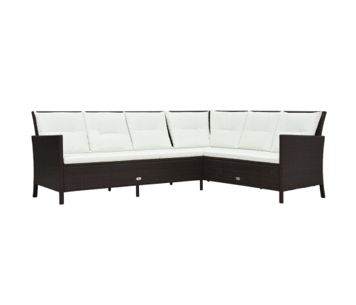 Set muebles de jardín 3 pzas y cojines ratán sintético marrón