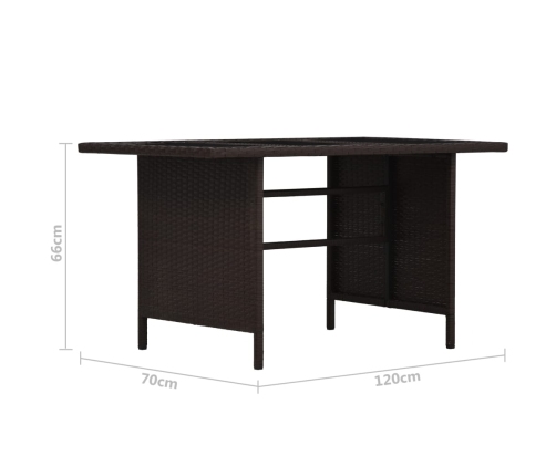 Set muebles de jardín 3 pzas y cojines ratán sintético marrón