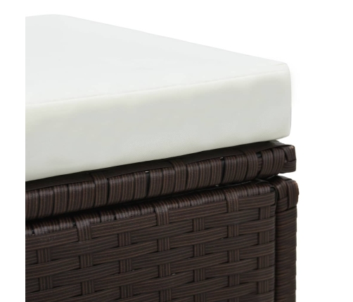 Set muebles de jardín 3 pzas y cojines ratán sintético marrón
