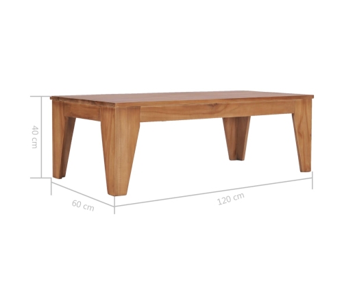 Mesa de centro madera maciza de teca 120x60x40 cm